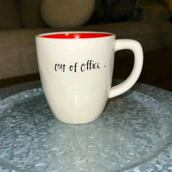 Rae Dunn Out of Office Coffee/Tea Drinking Mug Cup (Red interior) - Picture 1 of 6